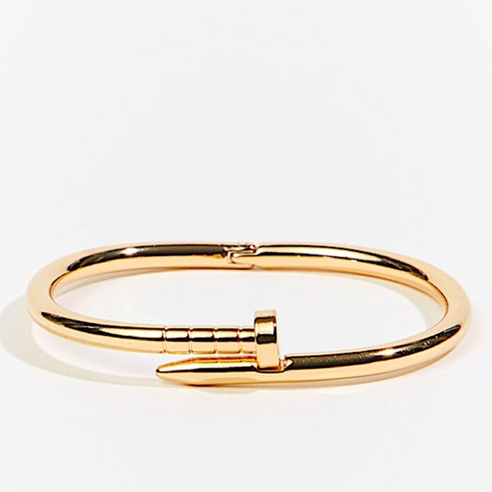 Gold Nail Bangle Bracelet - Picture 6 of 11